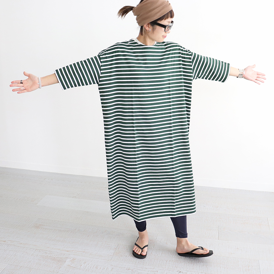 Orcival オーシバル 半袖フレアーワンピース