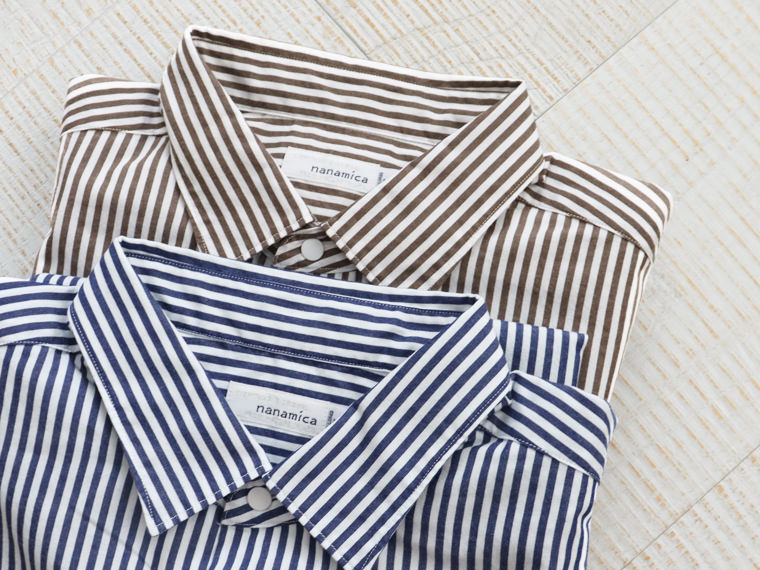 nanamica Regular Collar Stripe Wind Shirt | STRATO BLOG