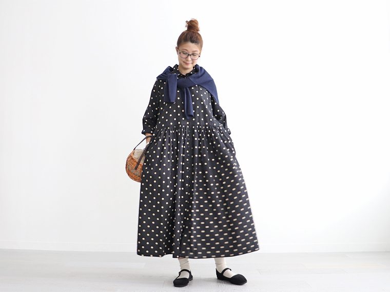 Soil ソイル ドット柄 シャツワンピース