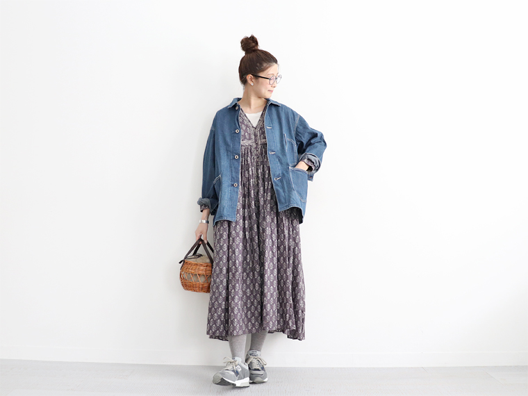 Maison De Soil メゾンドソイル フロントキルト 花柄ギャザーワンピース